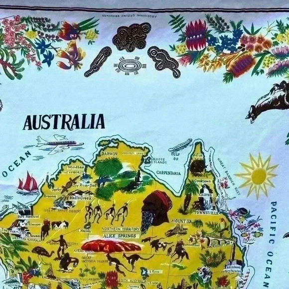 Vintage Australia Map Wall Hanging Tapestry Art - Picture 6 of 9